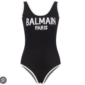 Balmain Logo Bodysuit - Black & White